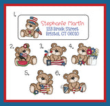 Personalized Address Labels Patriotic Teddy Bears, Sets of 30 Labels