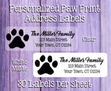 Personalized Paw Print, Cat and Dog Return Address Labels 30 per set - J & S Graphics