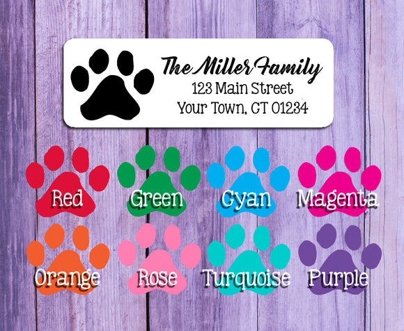 Personalized PAW PRINTS, Cat and Dog Return ADDRESS Labels - J & S Graphics
