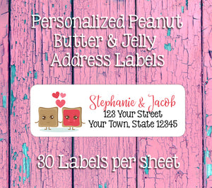 Personalized Peanut Butter & Jelly Love Address Labels, Return Address Labels, PB&J