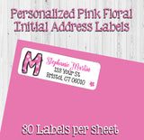 Personalized PINK FLORAL MONOGRAM Address Labels, Return Address Labels, 30 per sheet v2