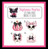 Pink Halloween Address Labels, Cute Gothic Skull Pumpkin Black Cat Return Labels, Personalized Halloween Stickers, Set of 30