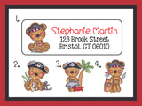 Personalized Address Labels Pirate Teddy Bears, Sets of 30 Labels