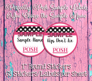 Perfectly Posh Round Sample Labels with Sample Names, New Posh Logo