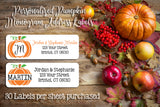 Personalized Pumpkin Monogram Return Address Labels, Sets of 30, Personalized Labels, Autumn, Fall