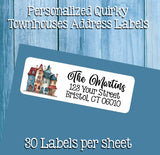 Personalized Qurky Townhouses Return Address Labels, Townhouse, 30 per sheet - J & S Graphics