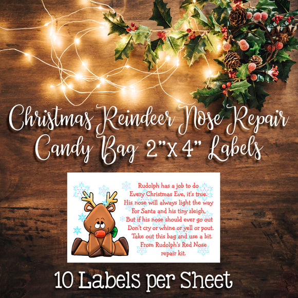 Christmas RUDOLPH NOSE REPAIR KIT Labels, perfect for Red M&Ms! #rudolph - J & S Graphics
