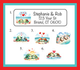 Personalized SEA TURTLE Couples ADDRESS Labels, Love, Ocean, Beach, Sets of 30, Return Labels