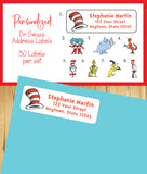 Personalized DR SEUSS Design Return Address Labels, Cat in the Hat, Fox in Socks, Grinch - J & S Graphics
