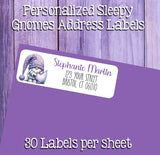 Personalized SLEEPY GARDEN GNOMES Address Labels, Return Address Labels, 30 per sheet