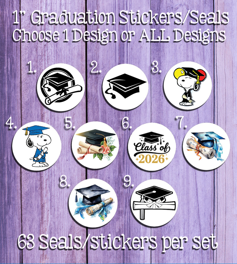 Grad Seals 2026 Graduation Designs Stickers Seals, 63 Round 1