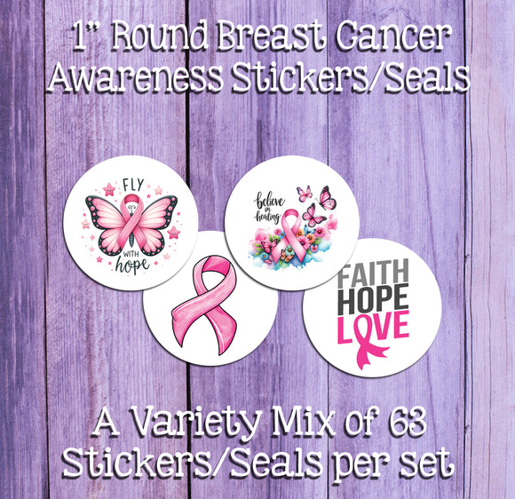 Breast Cancer Awareness Seals Stickers Pink Butterfly Ribbon, 1