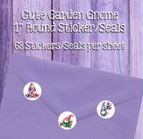 1" Round Garden Gnomes Designs Stickers / Seals, 63 Seals Stickers