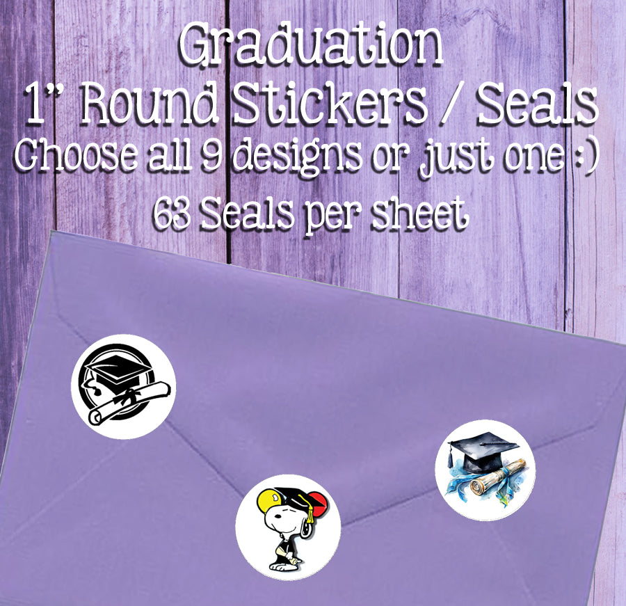 2026 Graduation Designs Stickers Seals, 63 Round 1
