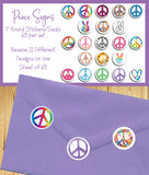 1" Round Peace Sign Design Stickers: Seals, 21 Styles (63 Stickers) - J & S Graphics