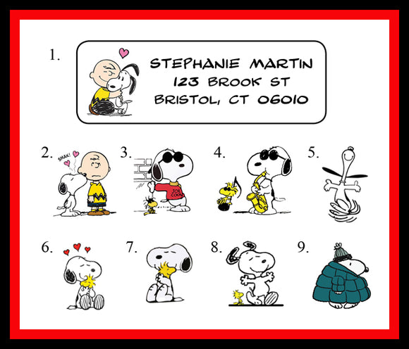 Personalized SNOOPY Return ADDRESS Labels