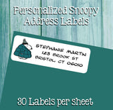 Personalized SNOOPY Return ADDRESS Labels