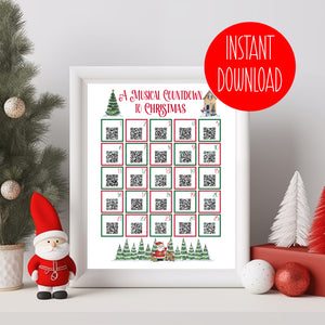 Advent Calendar Song Playlist, Christmas Countdown Calendar, Instant Download Calendar, Spotify Codes You Print, Rock and Pop Song Edition