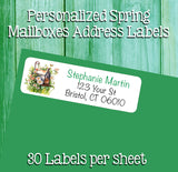 SPRING FLORAL MAILBOXES Labels, Property of, ADDRESS Labels, Sets of 30 Personalized Labels