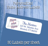 STATE Outline Address Labels, Home Sweet Home, Sets of 30, Change of Address, Personalized