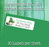 Personalized Labels St, Patrick's Day GARDEN GNOMES Labels, Property of, ADDRESS Labels, Sets of 30