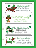 St. Patrick's Day Dachshund Return Address Labels, Personalized, 30 per sheet