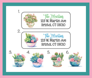 Personalized PRETTY SUCCULENTS Address Labels, Return Address Labels, 30 per sheet