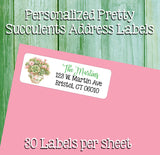 Personalized PRETTY SUCCULENTS Address Labels, Return Address Labels, 30 per sheet