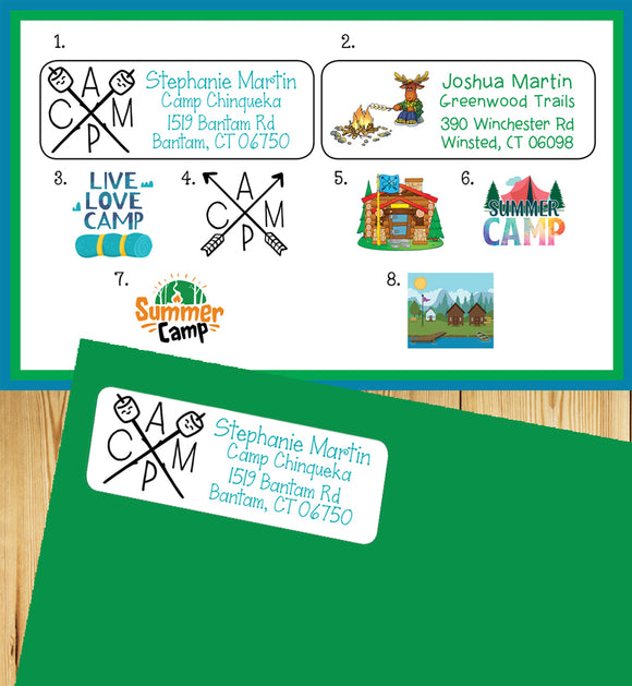 Personalized Camping Kids Return Address Labels, Great for Kids, Kids Camp Labels, Sets of 30, Summer Camp