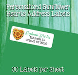 Personalized ADDRESS Labels SUNFLOWER HEARTS, Sets of 30 Personalized Return Labels, Daisy