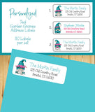 Teal Garden Gnomes Labels, Property of, Personalized Address Labels, Sets of 30 - J & S Graphics