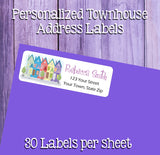 Personalized Townhouses Return Address Labels, Townhouse, 30 per sheet - J & S Graphics