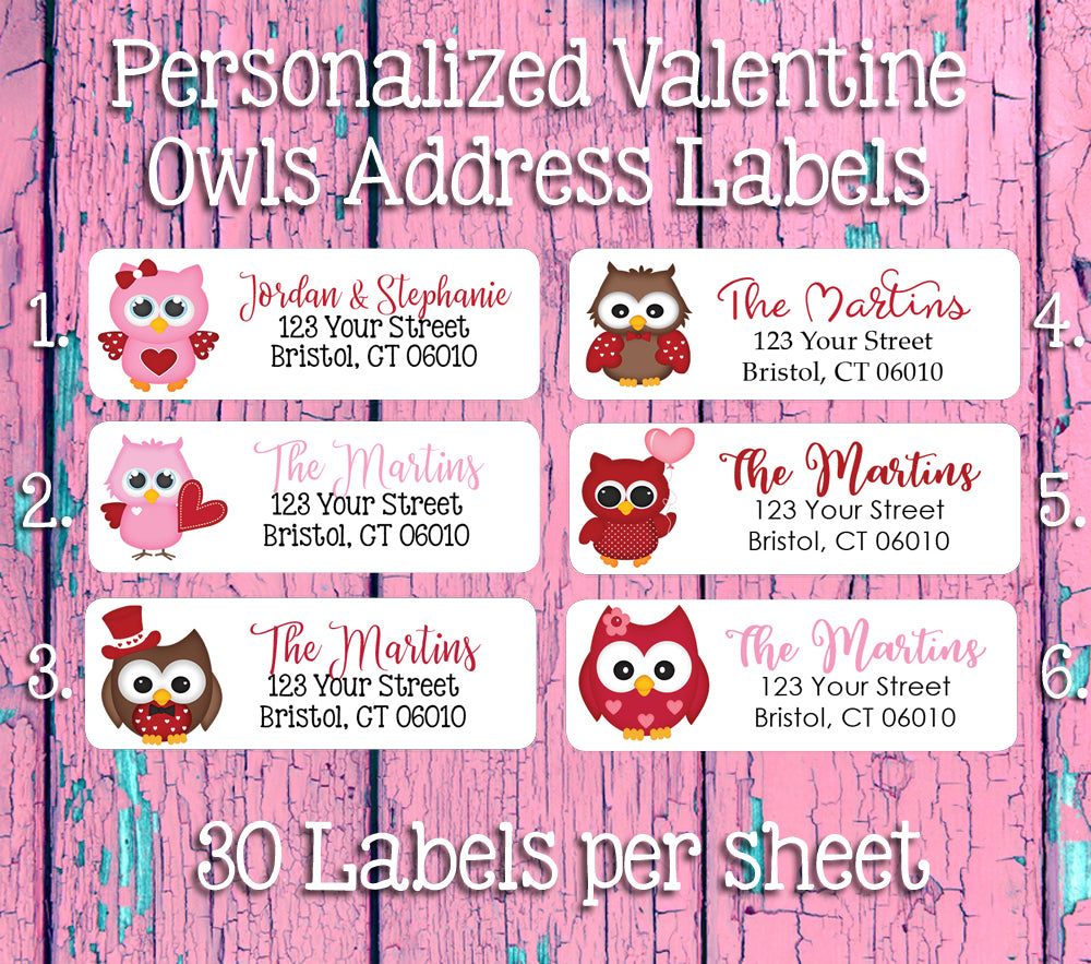 personalized-valentine-s-day-owls-return-address-labels-30-per-sheet for Free Printable Address Labels 30 Per Sheet Personalized VALENTINE'S DAY OWLS Return Address Labels, 30 per sheet for Free Printable Address Labels 30 Per Sheet