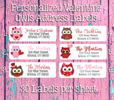 Personalized VALENTINE'S DAY OWLS Return Address Labels, 30 per sheet