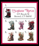Vintage Victorian Style Boots with Flowers Personalized Address Labels