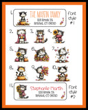 Personalized Whimsical Autumn and Halloween Cats Address Labels, Set of 30 Return Labels