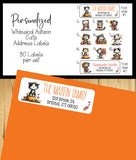 Personalized Whimsical Autumn and Halloween Cats Address Labels, Set of 30 Return Labels