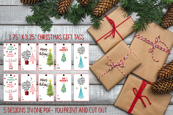 CHRISTMAS GIFT TAGS / LABELS, Digital Printable, Reindeer, Christmas Trees, Instant Download