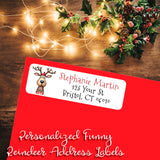 Personalized Christmas Whimsical Reindeer Return Address Labels - Sets of 30