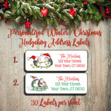 Personalized CHRISTMAS HEDGEHOG design Return ADDRESS Labels