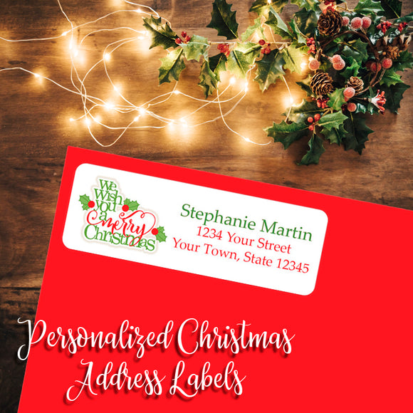 Personalized Christmas We Wish You a Merry Christmas Return Address Labels