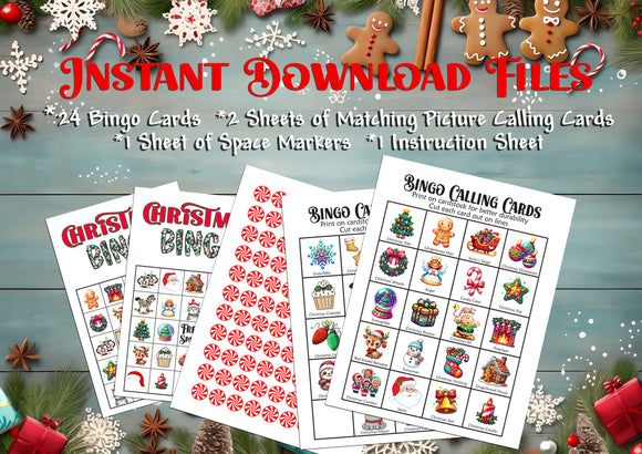 Christmas BINGO Instant Download, Kids Party Game, Classroom Game, School Party