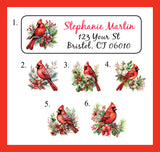 Personalized Winter Cardinals Address Labels Sets of 30 Labels, Personalized Return Labels, Christmas