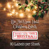 Fun CHRISTMAS Gift Stickers Labels, Do Not Open Until Christmas, Santa's Special Delivery, Sets of 30