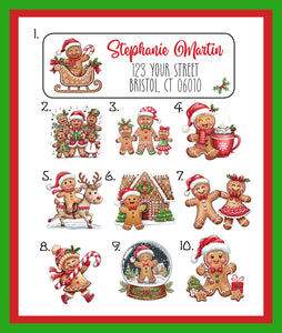 Personalized Christmas Gingerbread People Return Address Labels - Sets of 30