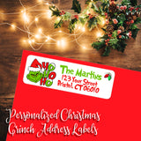 Personalized Christmas Grinch Return Address Labels, Sets of 30