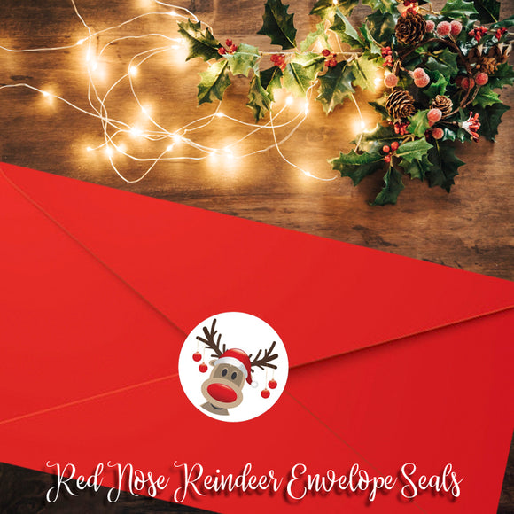 Round Christmas Envelope Seals Stickers, Rudolph the Red Nose Reindeer 1.5 inch Round Seals