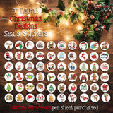 1" Round Christmas Design Stickers / Seals, 63 Christmas Stickers