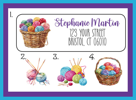 Knitting Yarn Personalized Address Labels Return Address Labels, Sets of 30, Knit