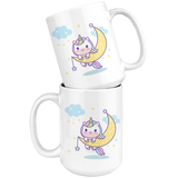 Kawaii Unicorn on Moon, So Cute 11oz or 15oz COFFEE MUG